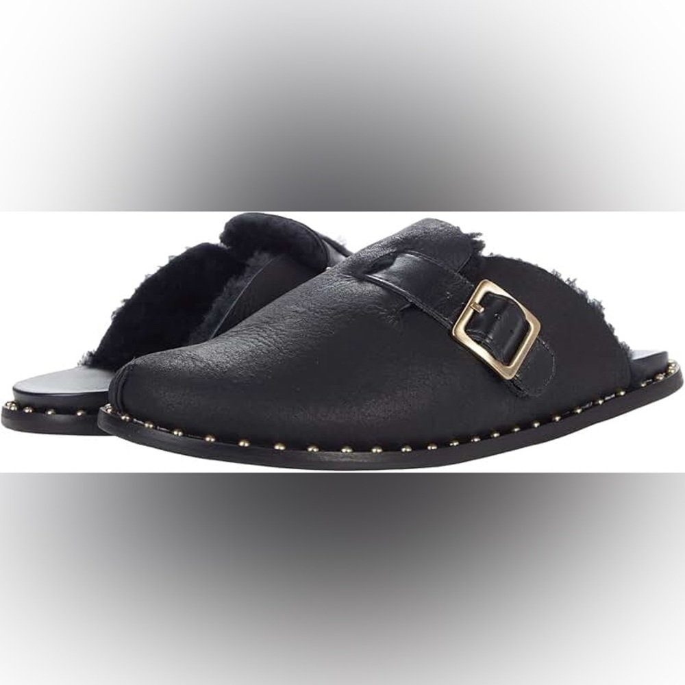 Massimo Matteo Alejandra Black Fuzzy Slip On Mule 6